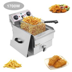 EH101V 8.5QT/8L Stainless Steel Single Tank Deep Fryer 12.5QT/11.8L Total Capacity 17" Faucet Electric Deep Fryer - Product Image 1