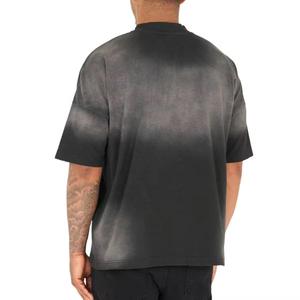 เสื้อยืดผู้ชายสไตล์วินเทจฟอกสี 100% ผ้าฝ้ายเนื้อหนา สตรีทแวร์ ทรงโอเวอร์ไซส์ ทรงบ็อกซี่ สำหรับผู้ชาย - Product Image 6