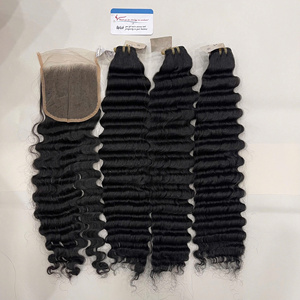 raw hair vendor deep wave weft hair raw hair bundle double drawn natural color raw vietnamese hair - Product Image 2