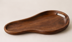 Bandeja de Madera para Servir con Motivo Frutal, de Madera de Mango Oscura, con Forma Asimétrica y Asa, Venta al Por Mayor - Product Image 3