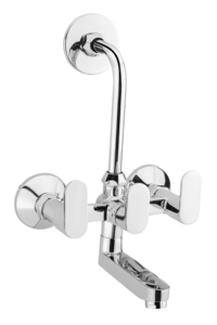 Grifo mezclador de pared 2 en 1 con montaje en forma de L, acabado cromado de latón, para lavadora, grifo de lavabo de baño, mezclador de agua fría y caliente - Product Image 2