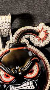 Pendentif Unique Angry Bomb en Moissanite, style Hip Hop Rapper, avec émail, en Argent Sterling 925, Bijoux Fins, Pendentifs et Breloques - Product Image 5