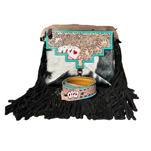 Nouveauté Sac fourre-tout en cuir bohème western pour femmes Fait à la main en Inde Sac à bandoulière à motif artisanal Voyage et usage quotidien Sac de shopping - Product Image 2