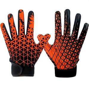 Gants de football américain à doigts entiers pour hommes, imprimé géométrique violet, séchage rapide, fermeture auto-agrippante, sport, été, polyester - Product Image 2