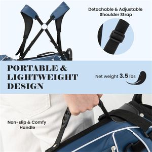 Borsa da Golf Leggera in Poliestere Blu con 4 Tasche con Cerniera, 3 Divisori, Materiale PU Impermeabile per Viaggi - Product Image 5