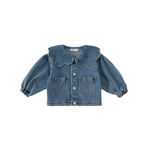 Manteau en jean décontracté printemps-automne pour bébés filles avec fermeture éclair brodée - Product Image 4
