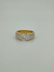 Yellow Gold Round Brilliant Cut Diamond Engagement <b>Ring</b> Women's Classic Style G Color Natural Stone - Product Image 1
