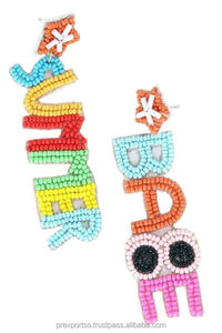 Pendientes Colgantes de Aro Hechos a Mano, Estilo Deportivo de Moda, Personalizados con Letras de Cristal y Pedrería Multicolor, Lindos para Fiestas de Chicas - Product Image 2