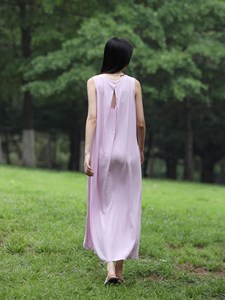 Vestido largo sin mangas con cuello redondo de lino y algodón para mujer, vestido largo holgado, ropa informal cómoda - Product Image 4