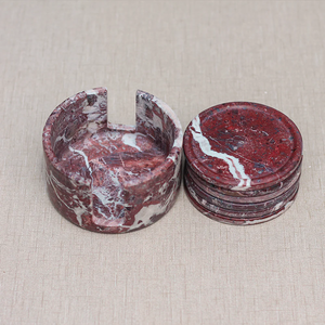 Modern Brown Marble Tea Coaster 4 in. With Set of 4 With Holder <b>Table</b> <b>Protection</b> For Home and Kitchen - Product Image 3