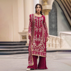 Último PinkCityBlocks Ocasión especial Ropa étnica Precioso bordado completo Sharara Gharara Kurti Set personalizado cosido - Product Image 1