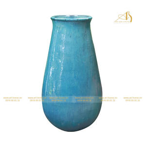 Pot de fleurs en céramique Art-home, design moderne, argile de haute qualité, glaçure bleu-vert, durable, écologique, sûr, pour l'intérieur et l'extérieur - Product Image 1