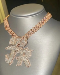 Colgante de Dos Letras con Incrustaciones de Diamantes, Colgante Hip Hop, Colgante Personalizado con Letra/Número/Logotipo, Moissanita VVS1 D, Engaste Personalizado - Product Image 4
