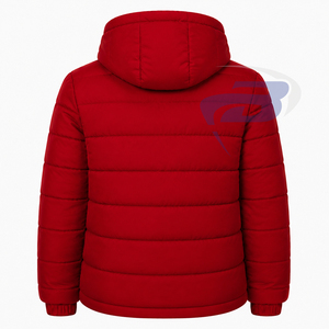 เสื้อแจ็คเก็ตพัฟเฟอร์มีฮู้ดสีแดงสำหรับผู้ชาย NSPDK รุ่นวินเทจสำหรับฤดูหนาว ซิปยาวเต็มตัว สวมใส่สบายๆ สำหรับกิจกรรมกลางแจ้ง แฟชั่นลำลอง - Product Image 2