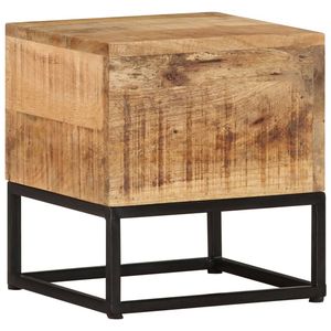 Tavolino Laterale in Legno di Mango Naturale, Tavolino da Caffè Nero - Product Image 6