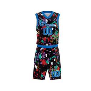 Custom Neon <b>Paint</b> Splatter Breathable Sleeveless Basketball Uniform Premium Sublimation 100% Polyester Sports Apparel - Product Image 4