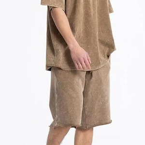 Nouvel ensemble 2 pièces tendance pour homme : T-shirt respirant uni personnalisé imprimé délavé à l'acide et short de sport décontracté - Product Image 6