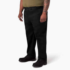 Pantalones Casuales de Pierna Recta para Hombre, Negros, Cintura Media, Antiarrugas, de Poliéster, Estilo Otoñal, Cierre con Botones - Product Image 1