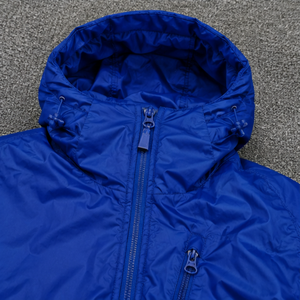 Men's Long Hooded Puffer Jacket Windproof <b>Thick</b> <b>Winter</b> <b>Coat</b> Solid Blue Polyester Zipper Closure Casual Style - Product Image 3