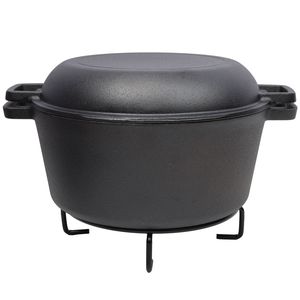 Pentola in Ghisa Pretrattata 2-in-1 con Doppio Manico per Campeggio, Cucina all'Aperto, Barbecue e Cottura in Forno - Product Image 5