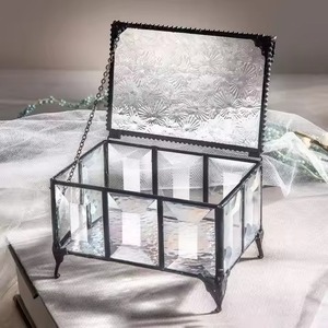 Rustic Metal & Glass Jewelry Box Decorative Keepsake Organizer for Rings Earrings Necklace Bracelet Home Dresser Decor - Product Image 4