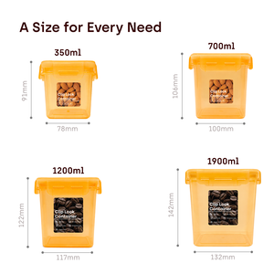 Clip Lock Airtight & Leakproof Silicon Sealed <b>Square</b> food storage <b>container</b> set of 4 PCS 350+700+1200+1900ml | Kitchen Organizar - Product Image 2
