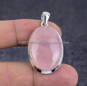 Cuarzo Rosa natural 925 plata esterlina joyería de piedras preciosas naturales Rosa colgante mes de enero piedra natal regalo para Navidad - Product Image 1