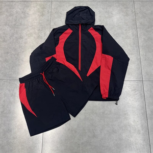 Men's Windbreaker <b>Zip</b> <b>Up</b> <b>jacket</b> Short Sets Nylon Custom Made Shorts Set Men Polyester Men's Shorts Windbreaker Set - Product Image 1