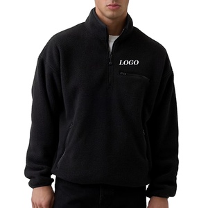 Sweat-shirt confortable pour homme en sherpa avec col zippé et poche zippée sur le devant, avec logo personnalisé, manches longues, vêtement décontracté - Product Image 1