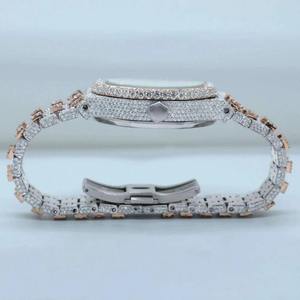 Reloj de Cuarzo de Lujo con Diamantes, Correa Redonda de Acero Inoxidable, Unisex, Analógico, Cierre Plegable - Product Image 3
