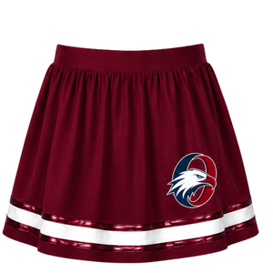 Jupe de cheerleading bordeaux plissée, jupe d'uniforme athlétique avec bordure rayée, tenue de performance d'équipe, vêtements de sport personnalisés - Product Image 1