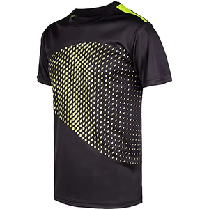 เสื้อฟุตบอลคอกลมแขนสั้นผู้ชาย ผ้าโพลีเอสเตอร์ซับเหงื่อ พิมพ์ลายเรขาคณิต ชุดกีฬาฤดูร้อน ดีไซน์สีตัดกัน - Product Image 2