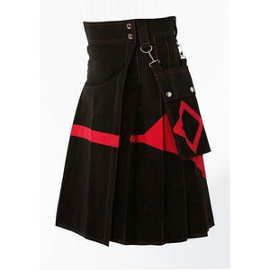 Kilt utilitaire en coton noir pour homme avec accents rouges et poches cargo 2026 - Product Image 5