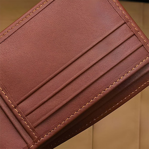 Bifold Card Slot Minimalist Men <b>Wallet</b> <b>Brown</b> Leather Thin Billfold Custom Multi Pocket Money Clip Smooth Horizontal Wholesale - Product Image 4
