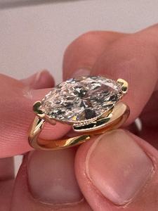 Bague solitaire en diamant taille poire de 3,02 carats cultivé en laboratoire pour femme, or massif 14 carats, pour un cadeau d'anniversaire de mariage pour une petite amie - Product Image 4