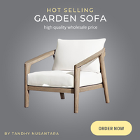 Sofá Individual de Madera de Teca Ecológico y Moderno, con Cojín, para Uso en Interiores y Exteriores, Sillón de Indonesia, Gran Venta