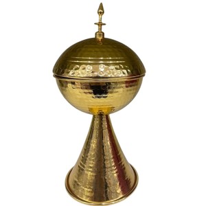 Modern Hammered Stainless Steel Date Serving Bowl With Gold Arabic Style Khajoor <b>Pot</b> For Ramadan Eid And Wedding Home Use - Product Image 2