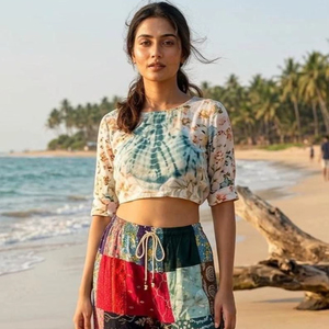 เสื้อกล้ามปักลายสไตล์โบฮีเมียนขายส่ง ประดับเลื่อม ทำจากผ้าซาตินถักรีไซเคิล ปักลายติดกระดุม เสื้อกล้ามผู้หญิงสำหรับงานแต่งงาน - Product Image 1