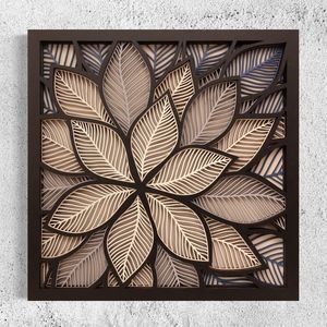 Panel de Arte Mural de Madera con Diseño de Hoja Cuadrada Hecho a Mano | Decoración de Pared Botánica Cortada con Láser |   Decoración de Pared de Madera Moderna Inspirada en la Naturaleza para el Hogar - Product Image 2
