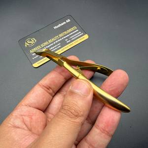 Coupe-cuticules à ressort doré mat avec ouverture de 5 mm, dissolvant de peaux mortes en acier inoxydable, outil de soin des ongles, logo personnalisé - Product Image 5
