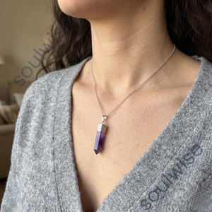 Pendentif Crayon en Améthyste, Style Religieux Hindou, Forme Hexagonale, Unisexe, pour Mariage, Fiançailles, Anniversaire, Fête, Origine Haryana - Product Image 3