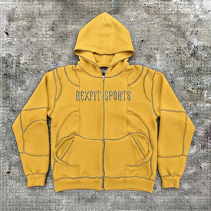 Nouveau design REXFIT SPORTS Sweat-shirt zippé en molleton 100% coton pour homme, personnalisable, avec logo sur le devant, poche, style sportif, vêtement d'automne, coupe ample - Product Image 1