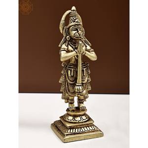 รูปปั้นชาวชรียมหนุมาน6นิ้วทำด้วยมือในนามัสคารามูดรารูปปั้นทองเหลืองผลิตในอินเดีย - Product Image 2