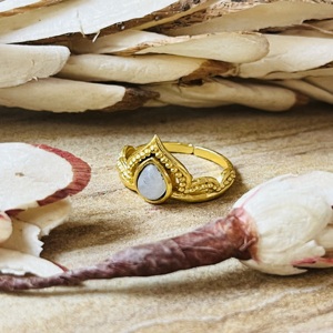 Nouvelle bague couronne très demandée, en laiton plaqué or, avec pierre de lune, style tiara et statement, bohème, pour fiançailles, pour femme, vente en gros - Product Image 5
