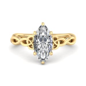 Anillo de boda clásico para mujer de plata de ley 925 con diamantes de moissanita talla marquesa y banda anudada - Product Image 3