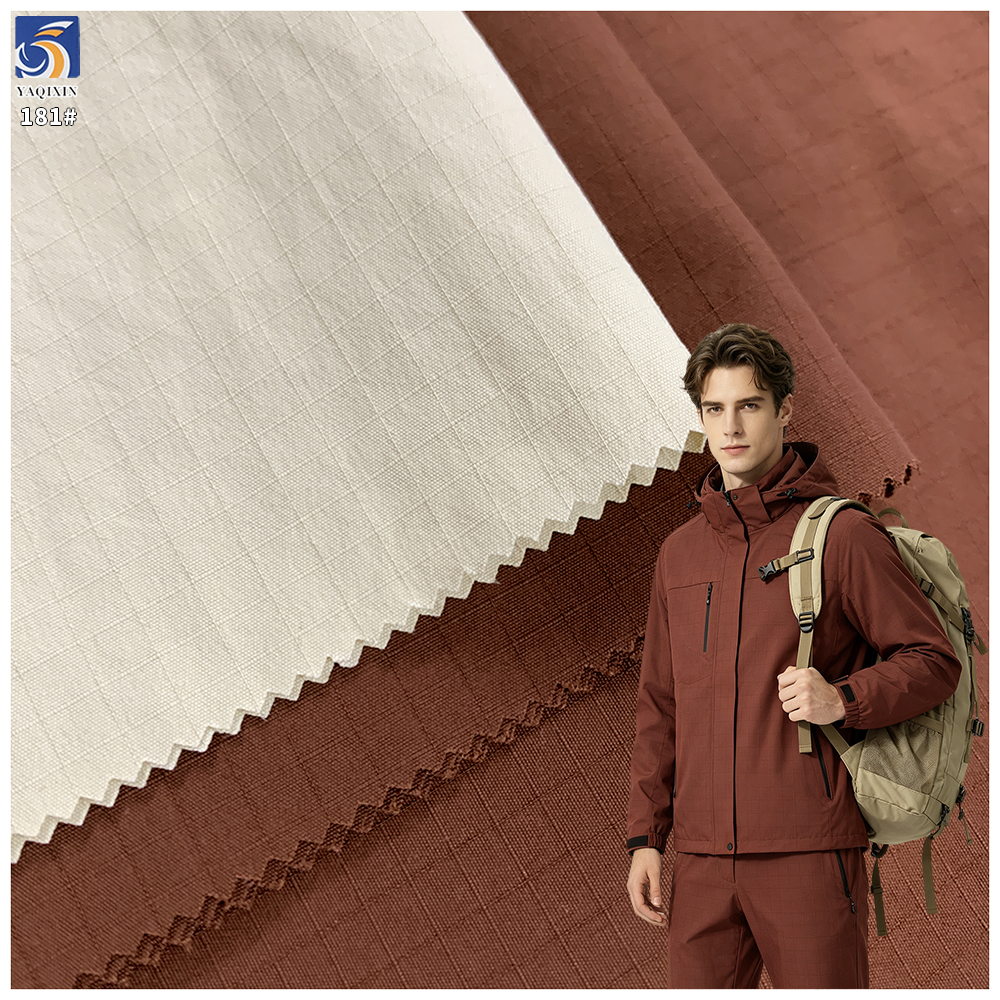 Y-181 High Quality T800 145g 100% Polyester Antistatic Large Grid Wrinkle Free Fabric 150cm for Backpack Sportswear Jacket