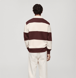 เสื้อโปโลแขนยาวผู้ชายลายทางสีตัดต่อแบบถัก สวมใส่สบายๆ - Product Image 3
