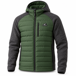 Chaqueta Acolchada con Capucha para Hombre Blackthorn, Verde, Poliéster, Resistente al Viento, para Invierno, Corte Regular, Color Sólido, Manga Larga, Híbrida - Product Image 3
