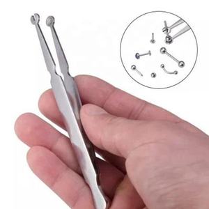 Hot Sale Stainless Steel German Bead Holding Tweezers <b>Ball</b> Holder <b>Piercing</b> Tool with Captive Jewelry Grip - Product Image 3