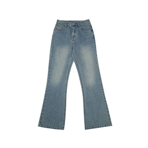Wholesale OEM ODM Unisex <b>Boot</b> Cut Denim Casual Jeans Breathable Eco-Friendly Solid Medium Wash Loose Fit Mid Waist - Product Image 5